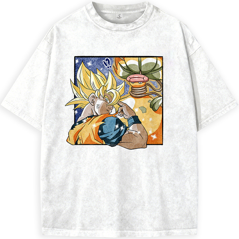 Dragon Ball Z Super Saiyan Goku & Pokemon Bellsprout Print