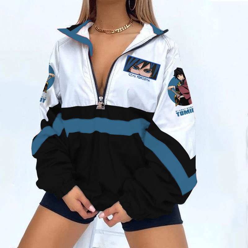 Demon Slayer Himejima Gyomei Print Long Sleeve Zippered Sweatshirt