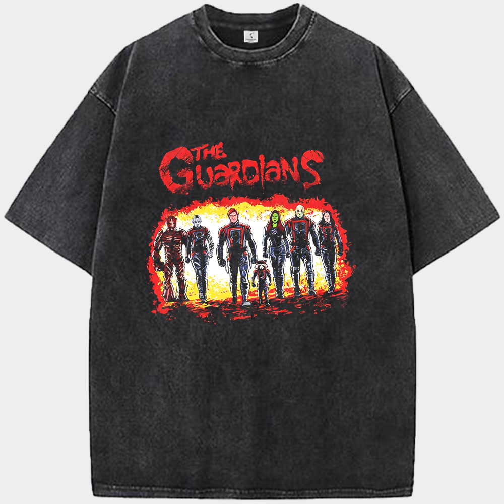 Marvel Guardians of the Galaxy Full Team Flame Comic Style Standing Pose Print