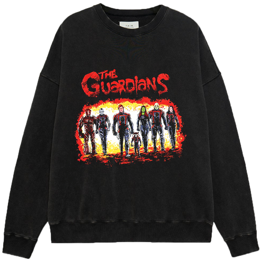 Marvel Guardians of the Galaxy Full Team Flame Comic Style Standing Pose Print