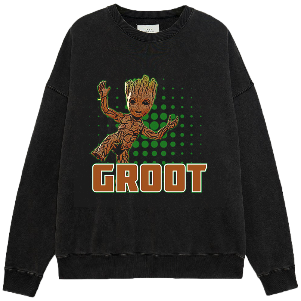 Marvel Guardians of the Galaxy Groot Dancing Silhouette (Green Dot Background) Print