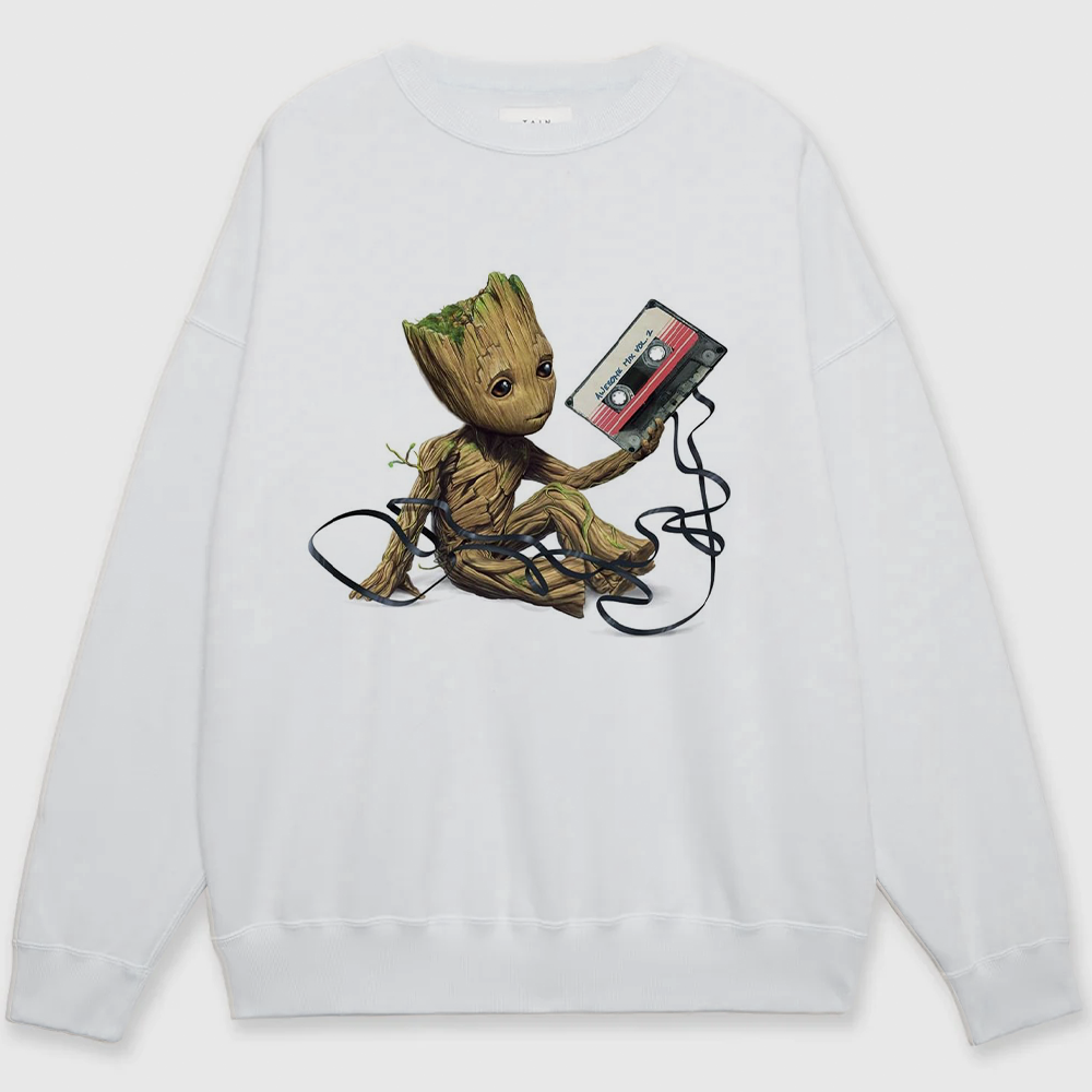 Marvel Guardians of the Galaxy Groot Holding Awesome Mix Vol.2 Cassette Tape Realistic Style Illustration Print