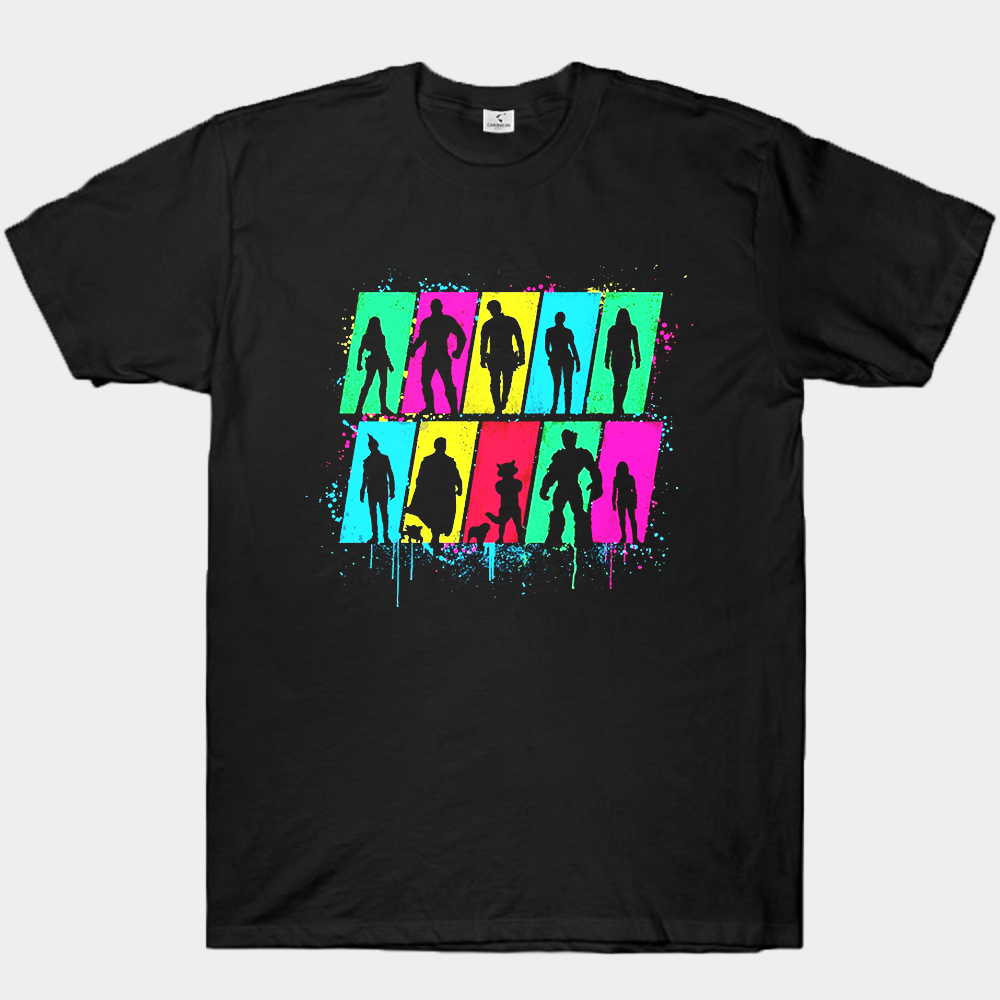 Marvel Guardians of the Galaxy Multiverse Heroes Colorful Silhouette Collage (Pop Style)  Print