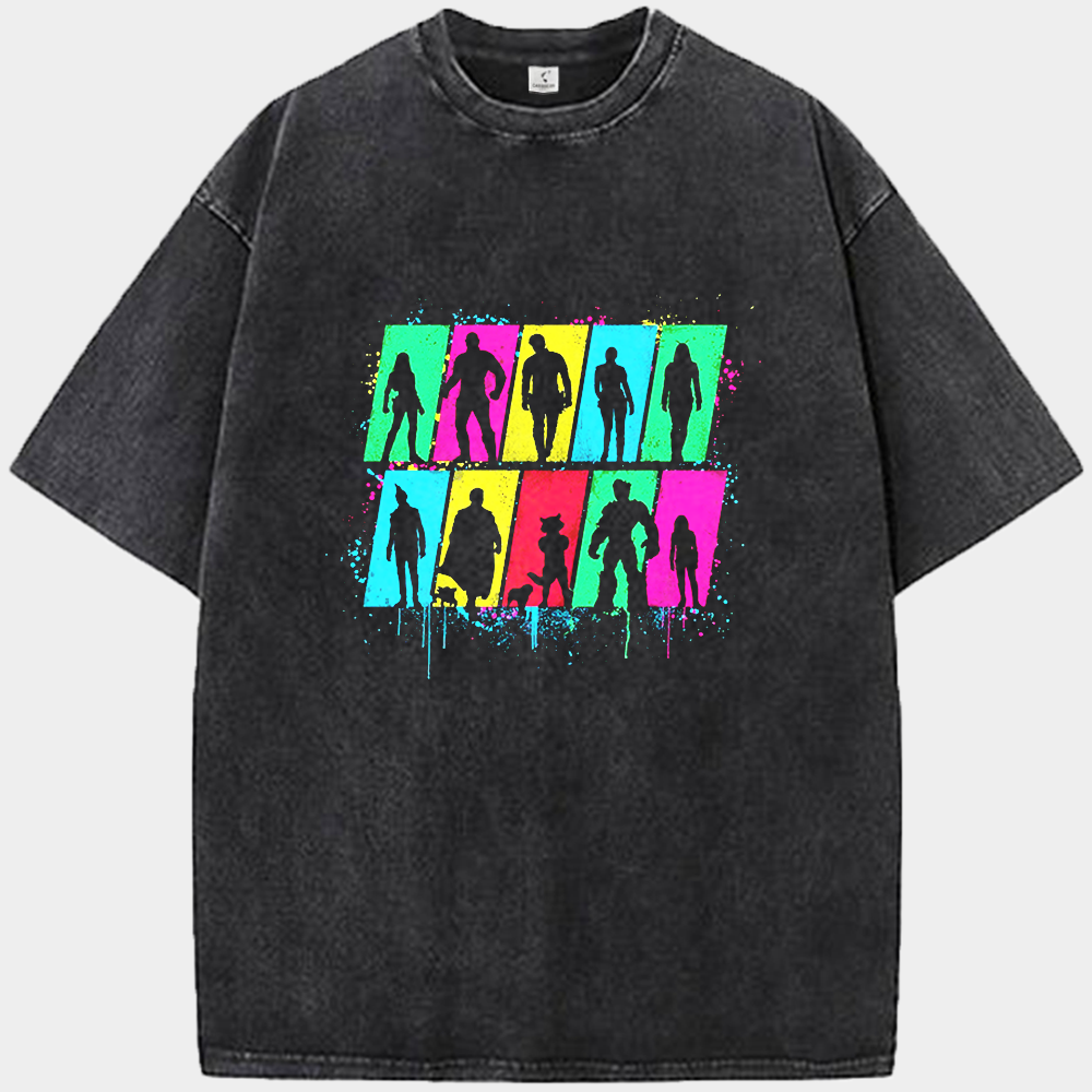 Marvel Guardians of the Galaxy Multiverse Heroes Colorful Silhouette Collage (Pop Style)  Print