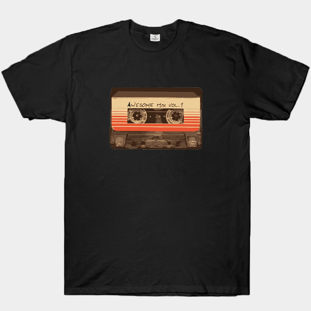 Marvel Guardians of the Galaxy Star-Lord "Awesome Mix Vol.1" Retro Cassette Tape Illustration Print