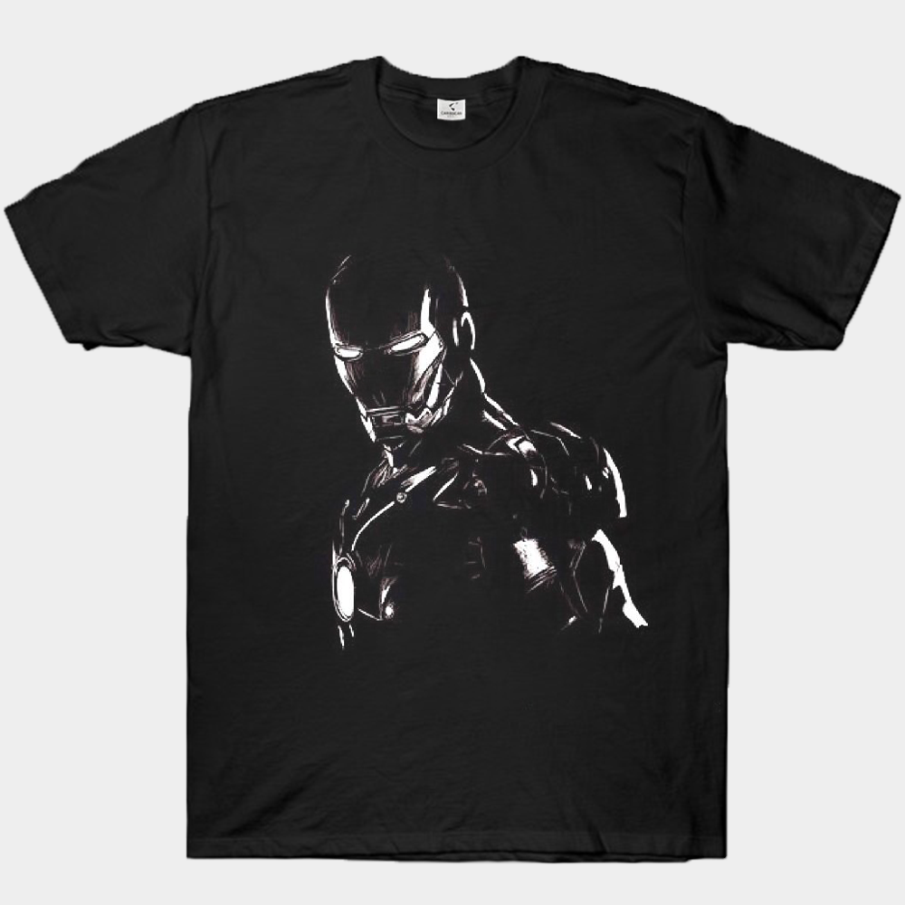 Marvel Iron Man Black & White High Contrast Silhouette Standing Pose Print