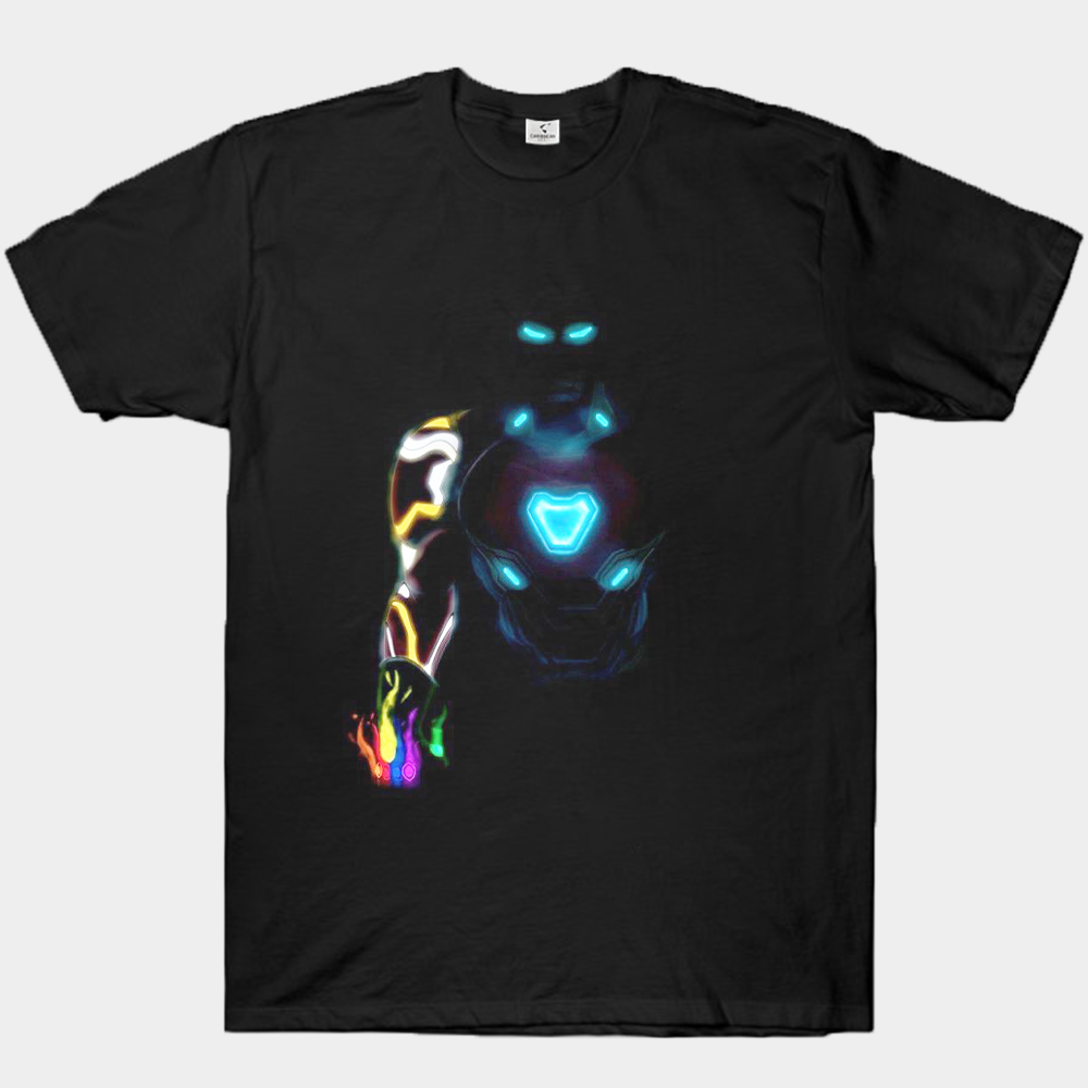 Marvel Iron Man Dark Colorful Glowing Outline Standing Pose Print