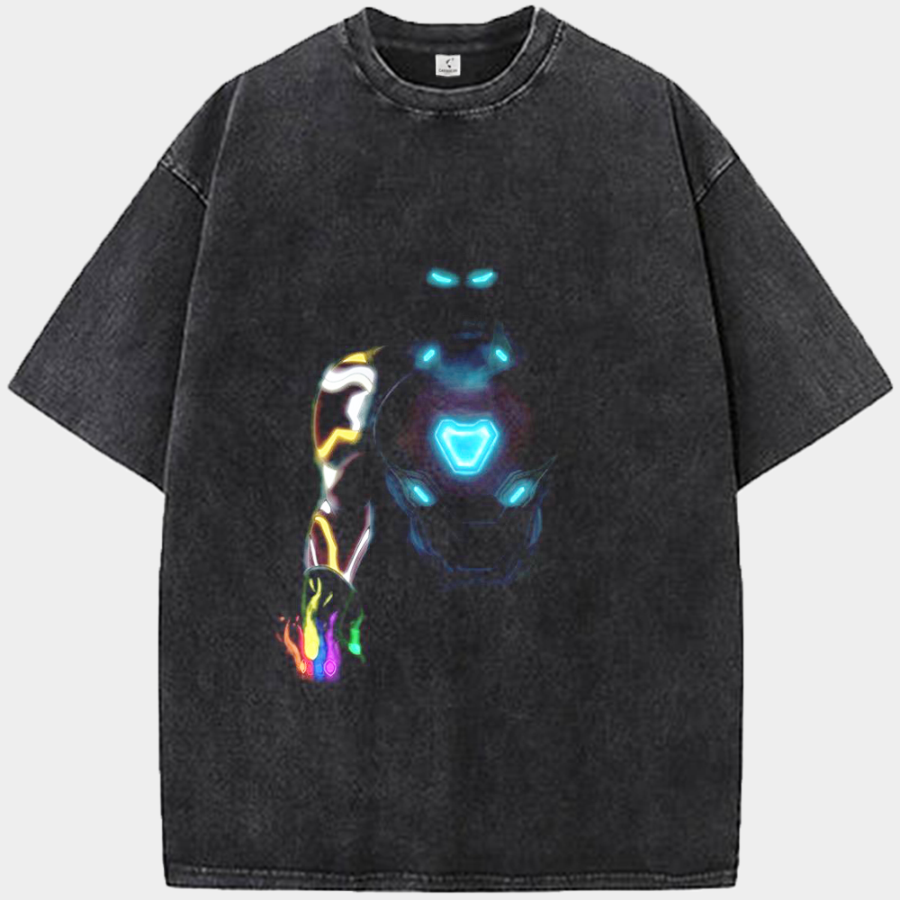 Marvel Iron Man Dark Colorful Glowing Outline Standing Pose Print