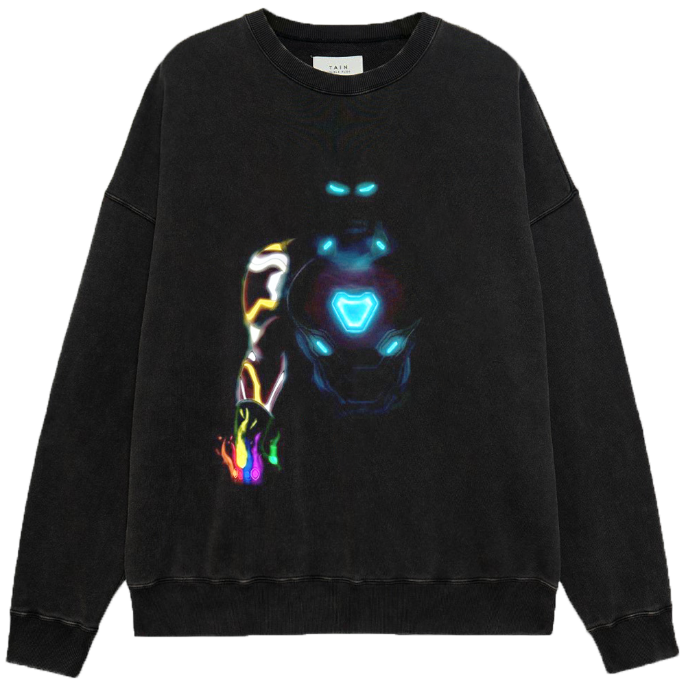 Marvel Iron Man Dark Colorful Glowing Outline Standing Pose Print