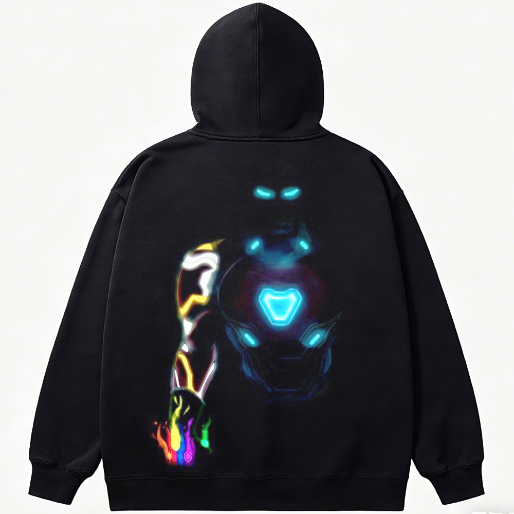 Marvel Iron Man Dark Colorful Glowing Outline Standing Pose Print