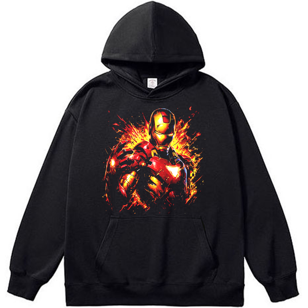 Marvel Iron Man Flame Effect Metallic Texture Bust Print