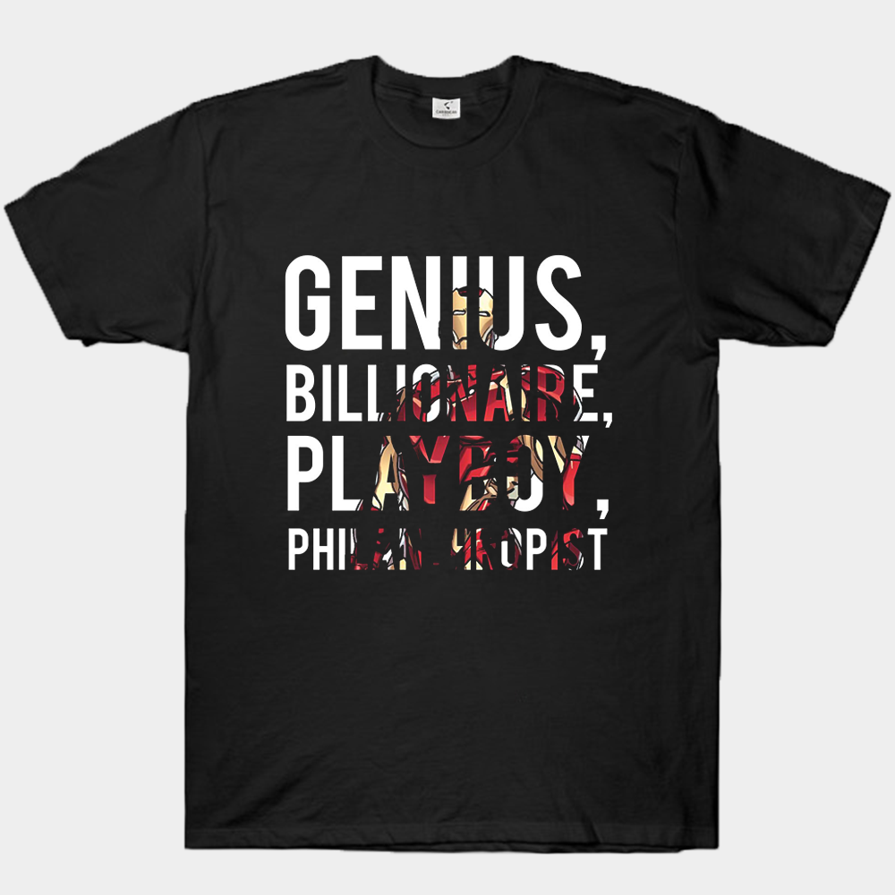 Marvel Iron Man GENIUS, BILLIONAIRE, PLAYBOY, PHILANTHROPIST Comic Style Text Poster Print