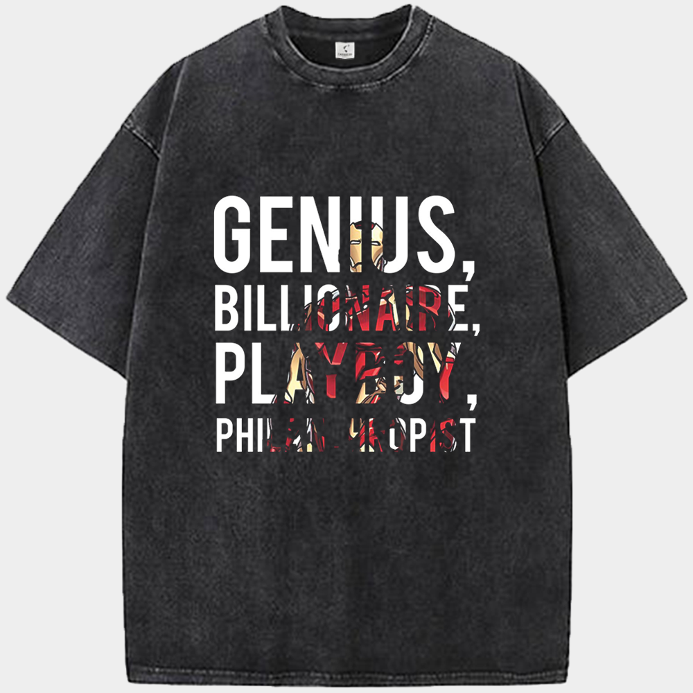 Marvel Iron Man GENIUS, BILLIONAIRE, PLAYBOY, PHILANTHROPIST Comic Style Text Poster Print