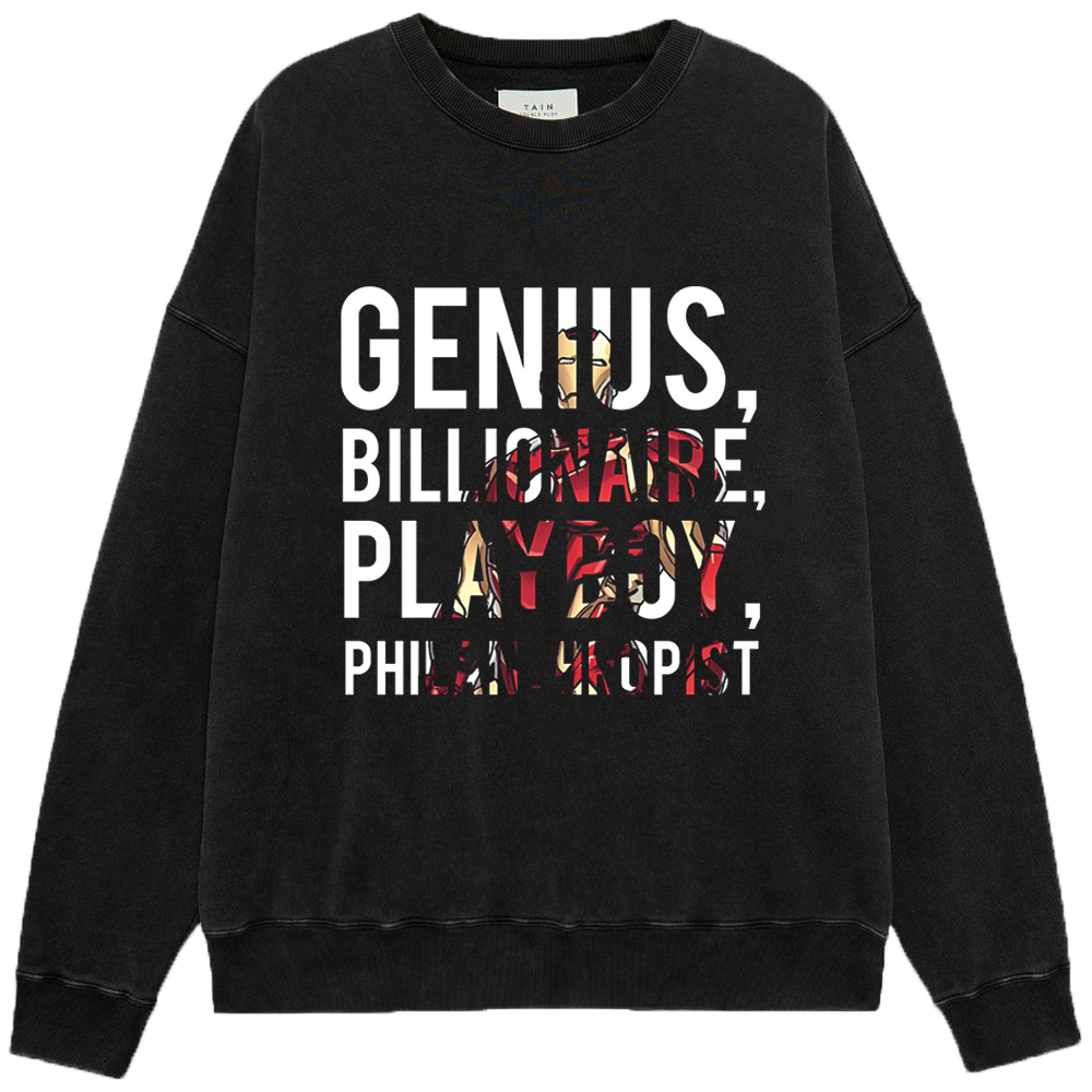 Marvel Iron Man GENIUS, BILLIONAIRE, PLAYBOY, PHILANTHROPIST Comic Style Text Poster Print