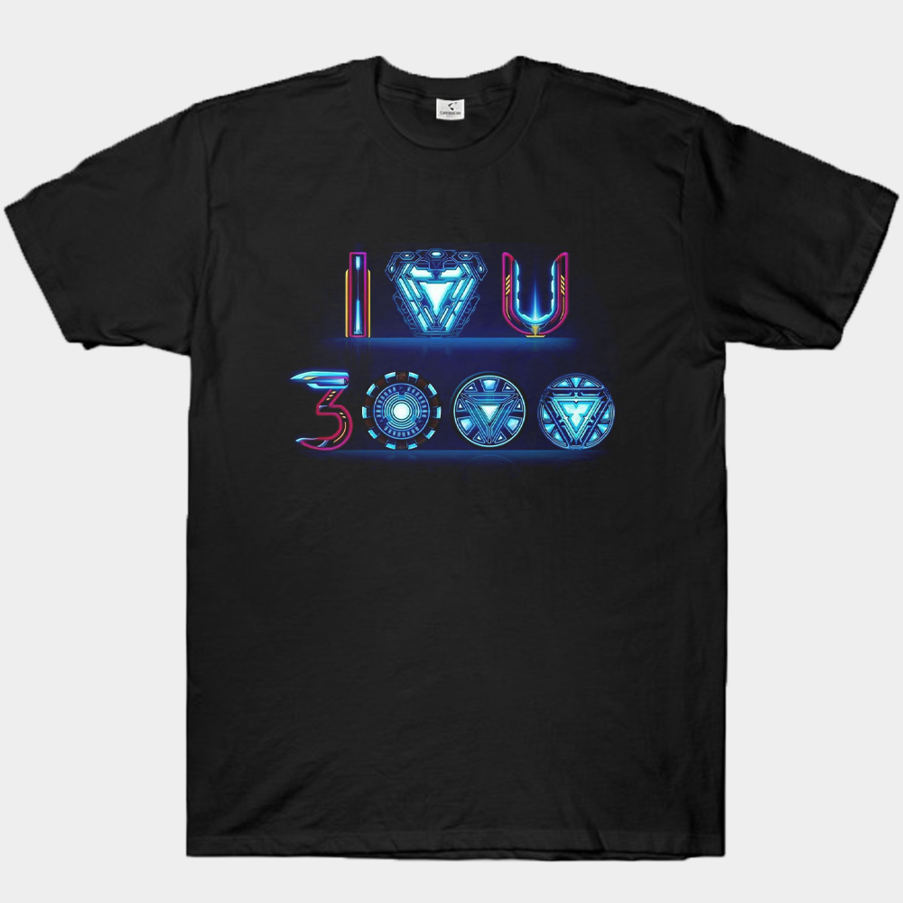 Marvel Iron Man I LOVE U 3000 Neon Arc Reactor Text Design Print