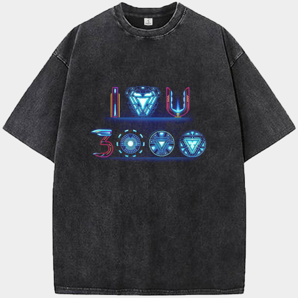 Marvel Iron Man I LOVE U 3000 Neon Arc Reactor Text Design Print