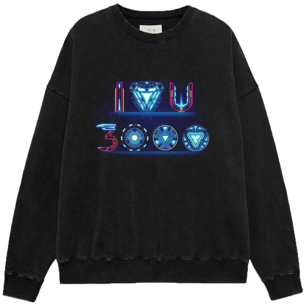 Marvel Iron Man I LOVE U 3000 Neon Arc Reactor Text Design Print