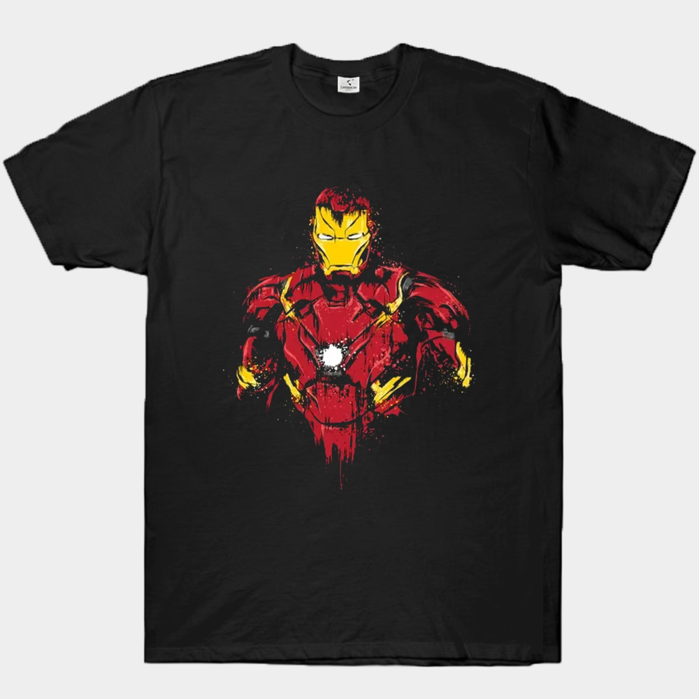 Marvel Iron Man Red-Black-Yellow Splatter Style Bust Print