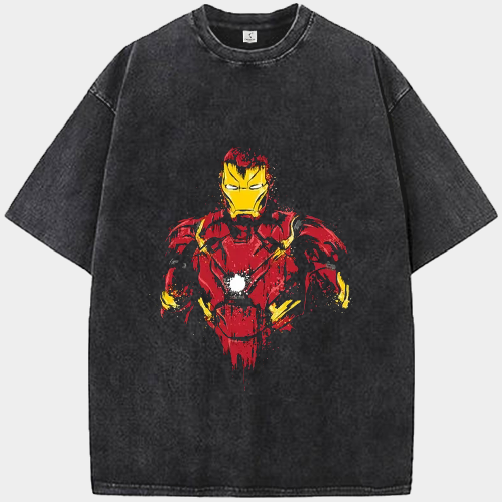 Marvel Iron Man Red-Black-Yellow Splatter Style Bust Print