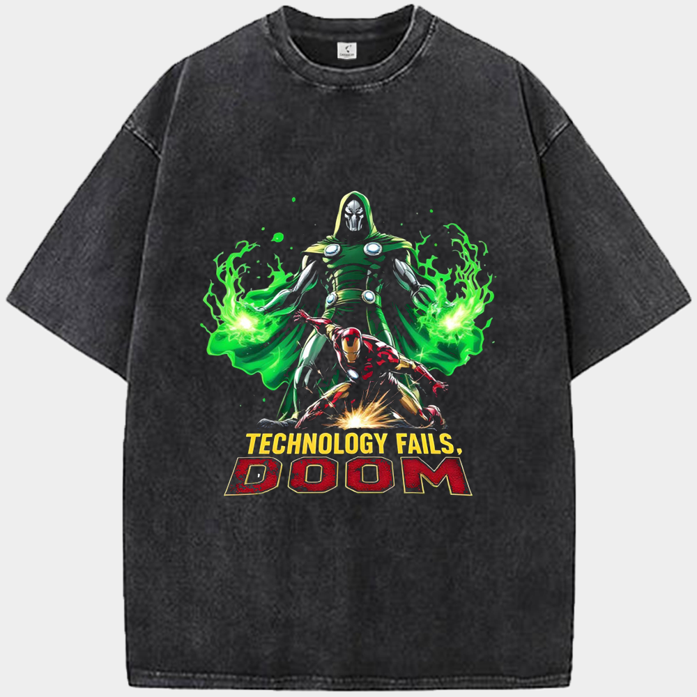 Marvel Iron Man vs. Doctor Doom "TECHNOLOGY FAILS, DOOM" Battle Illustration Print