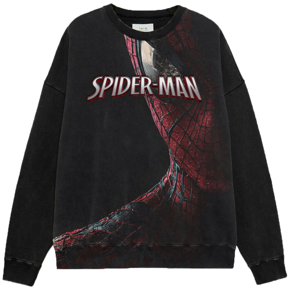 Marvel Spider-Man Classic Suit Cracked Texture Close-Up Black Background Print