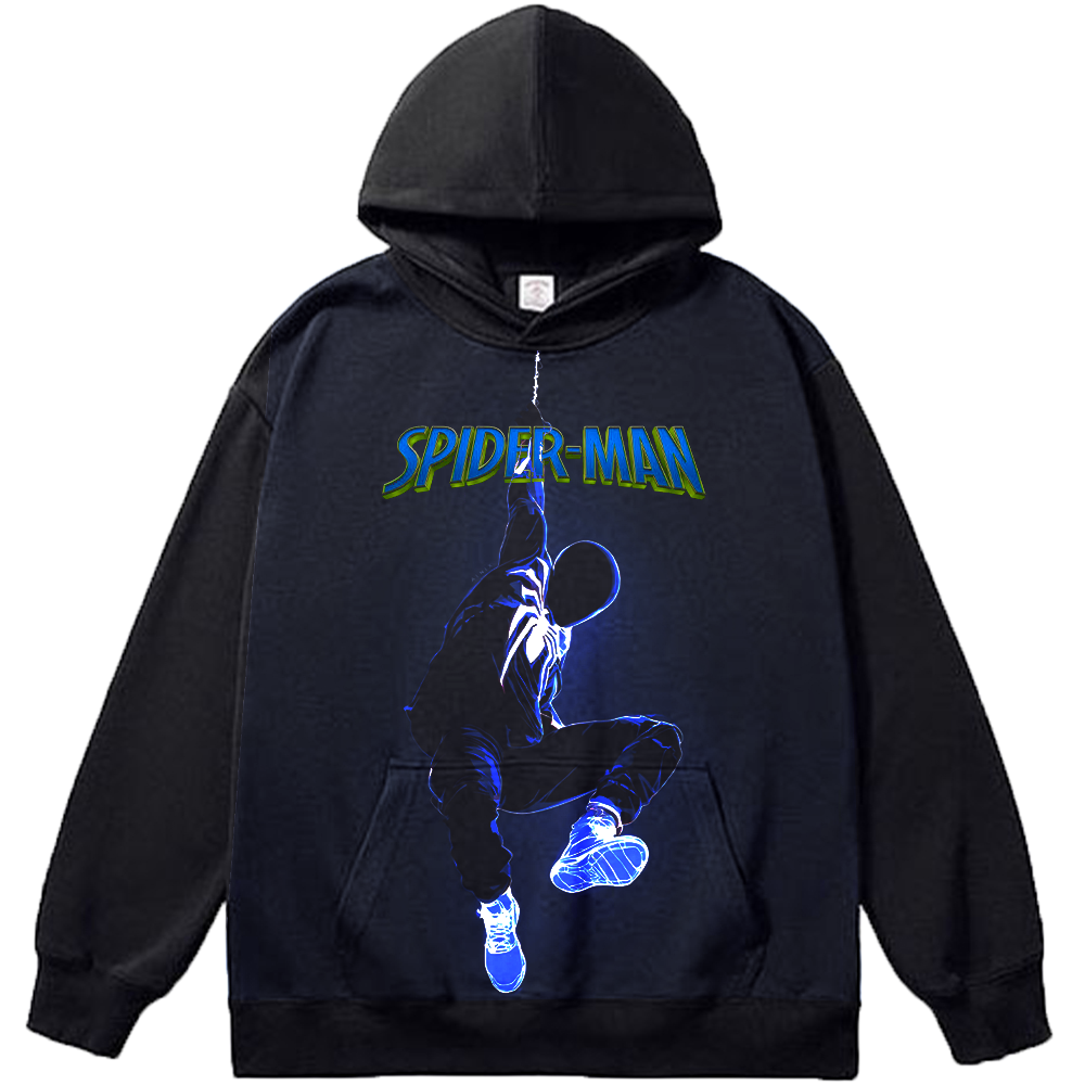 Marvel Spider-Man Miles Morales Blue Tone Glowing Outline Web-Slinging Street Style Print