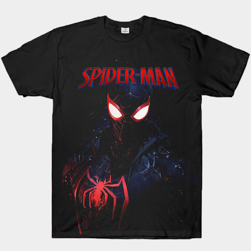 Marvel Spider-Man Miles Morales Double Clone Red-Eye Bust Dark Red Background Print