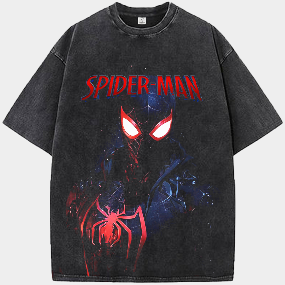 Marvel Spider-Man Miles Morales Double Clone Red-Eye Bust Dark Red Background Print