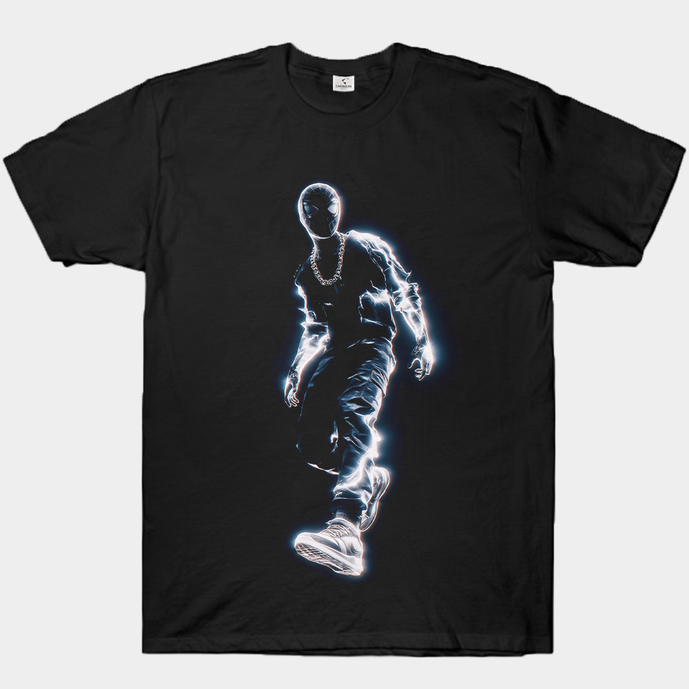 Marvel Spider-Man Miles Morales Street Style Glowing Outline Walking Pose Print