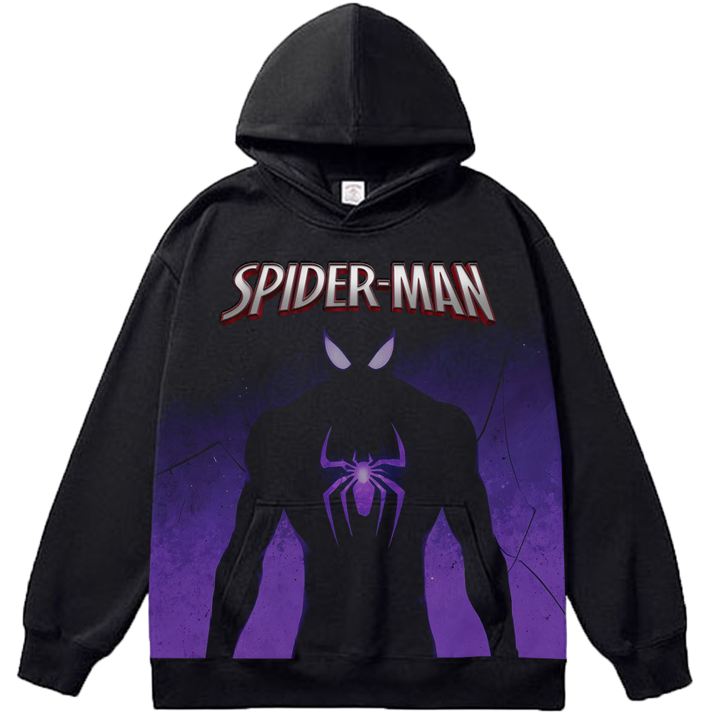 Marvel Spider-Man Symbiote Suit Purple-Black Gradient Standing Pose Cracked Background Print