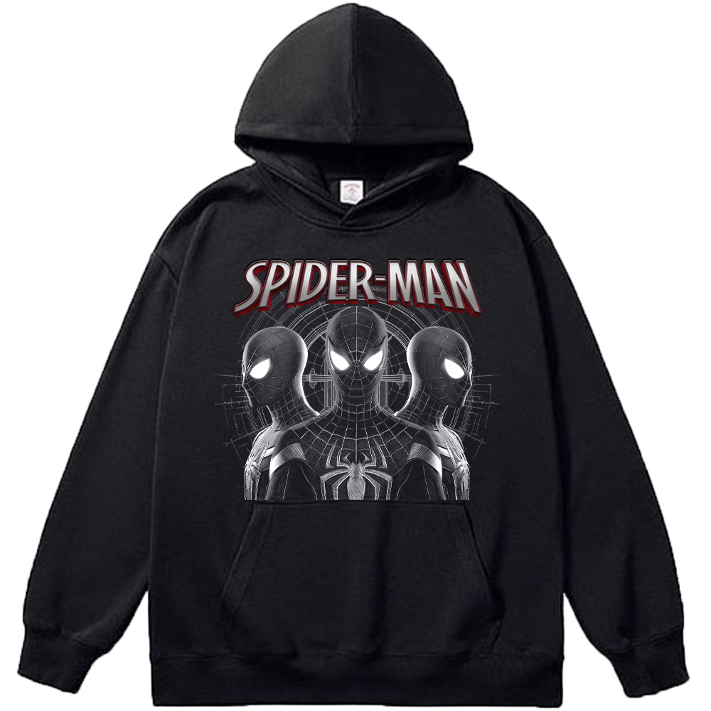 Marvel Spider-Man Triple Spider-Man Black & White High Contrast Group Portrait Web Background Print