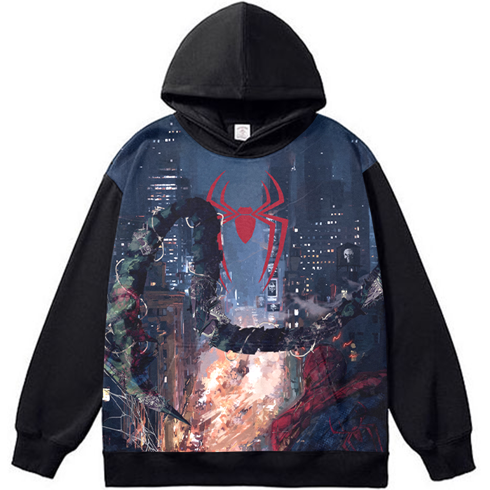 Marvel Spider-Man vs Doctor Octopus Mechanical Arms City Night Oil Painting Print