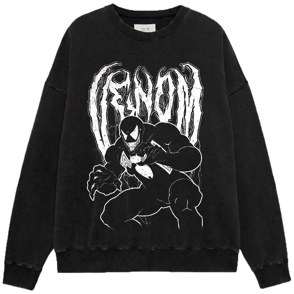 Marvel Venom Black White Line Art Crouch With Text Print