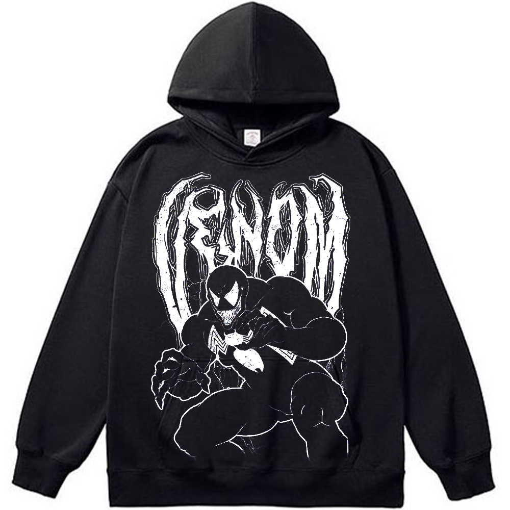 Marvel Venom Black White Line Art Crouch With Text Print