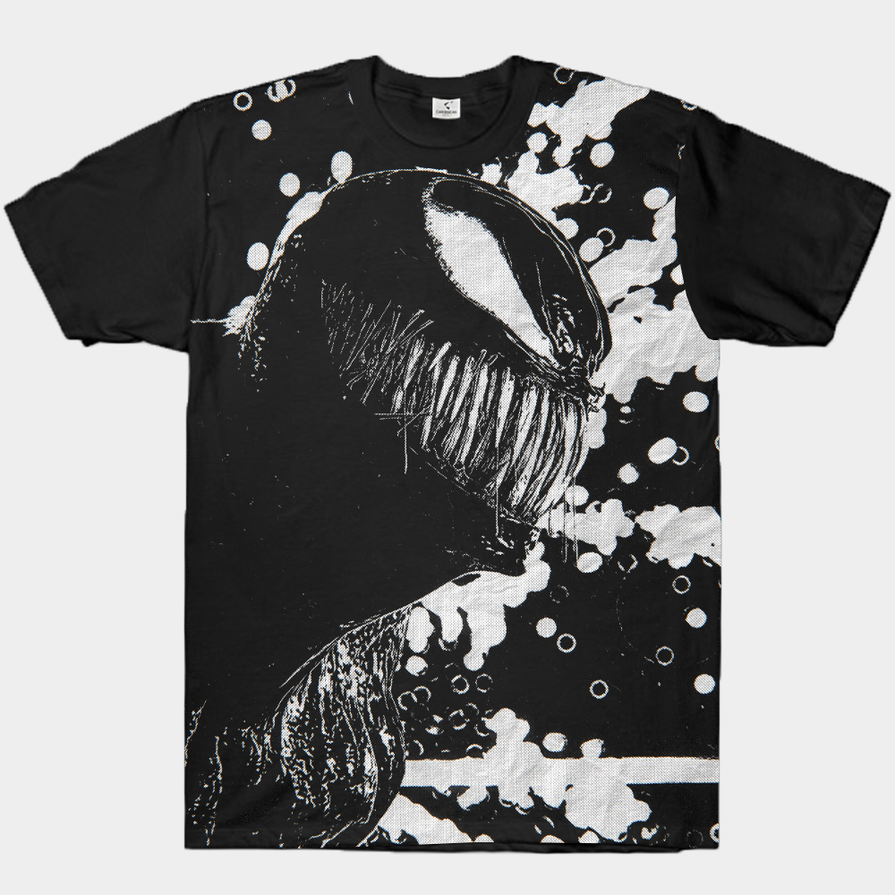 Marvel Venom Line Art Profile (Dot Background) Print