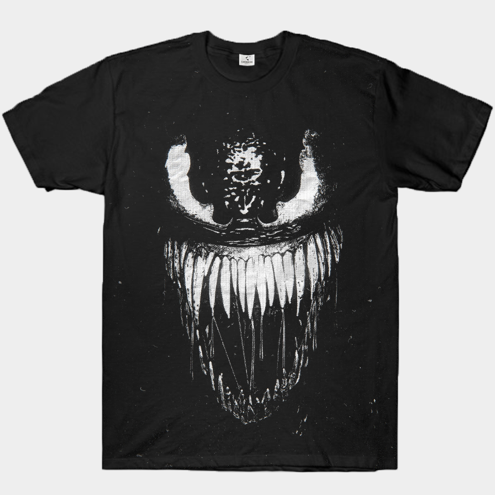 Marvel Venom Minimalist B&W Halftone Print