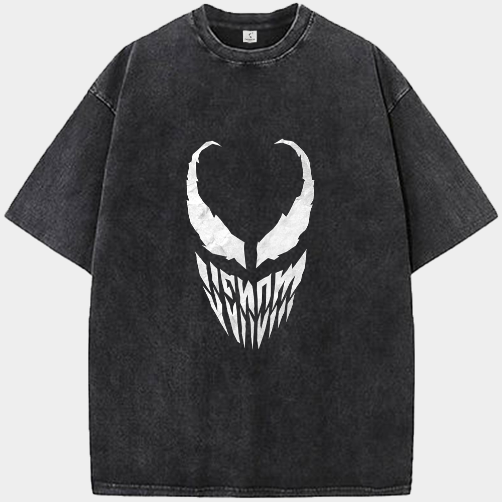 Marvel Venom Minimalist Black & White Paper Texture Silhouette Print