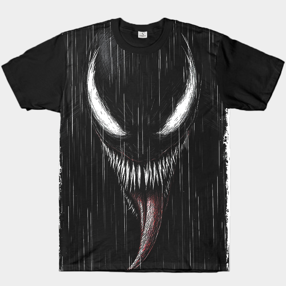 Marvel Venom Rainy Black White Portrait Print