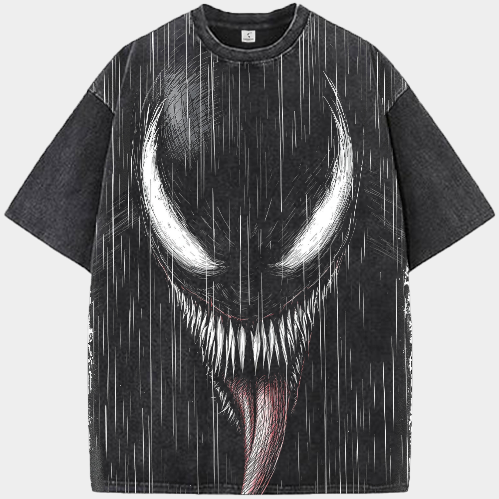 Marvel Venom Rainy Black White Portrait Print