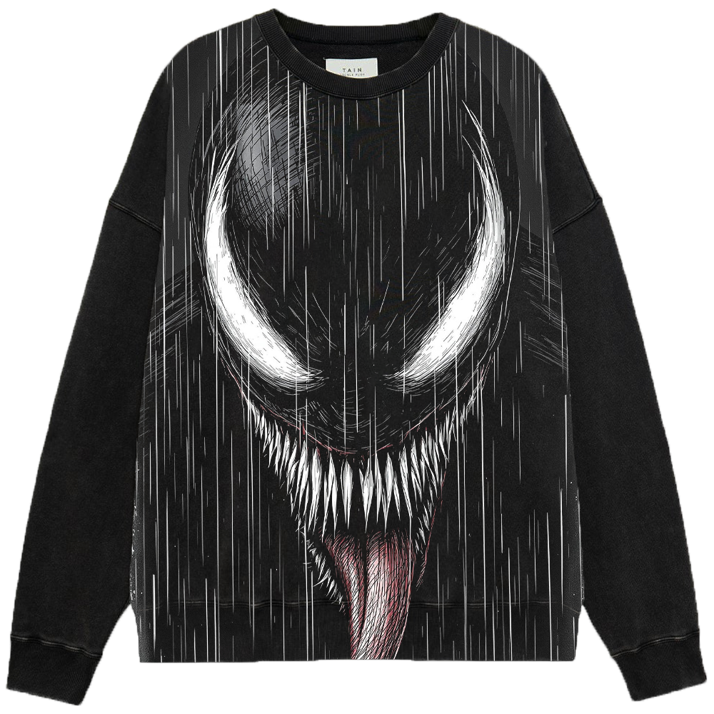 Marvel Venom Rainy Black White Portrait Print