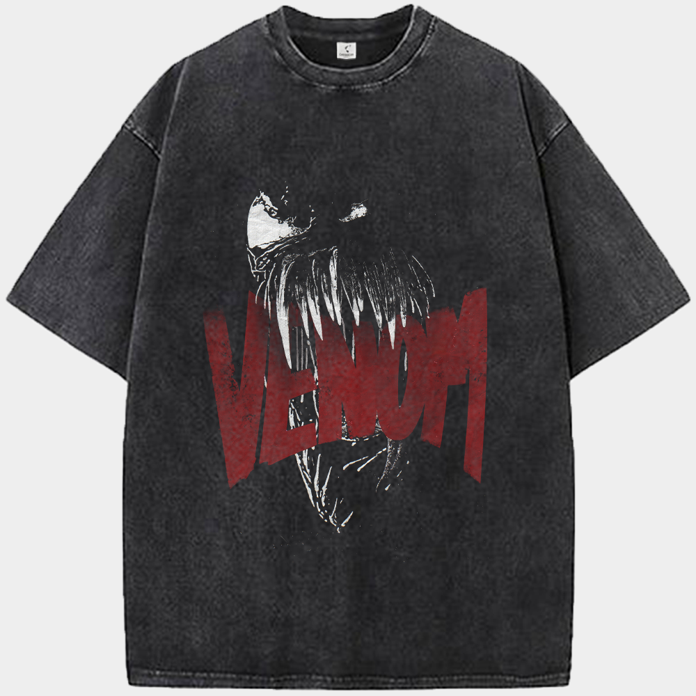 Marvel Venom Red Black Text Overlay Mouth Close-Up Print