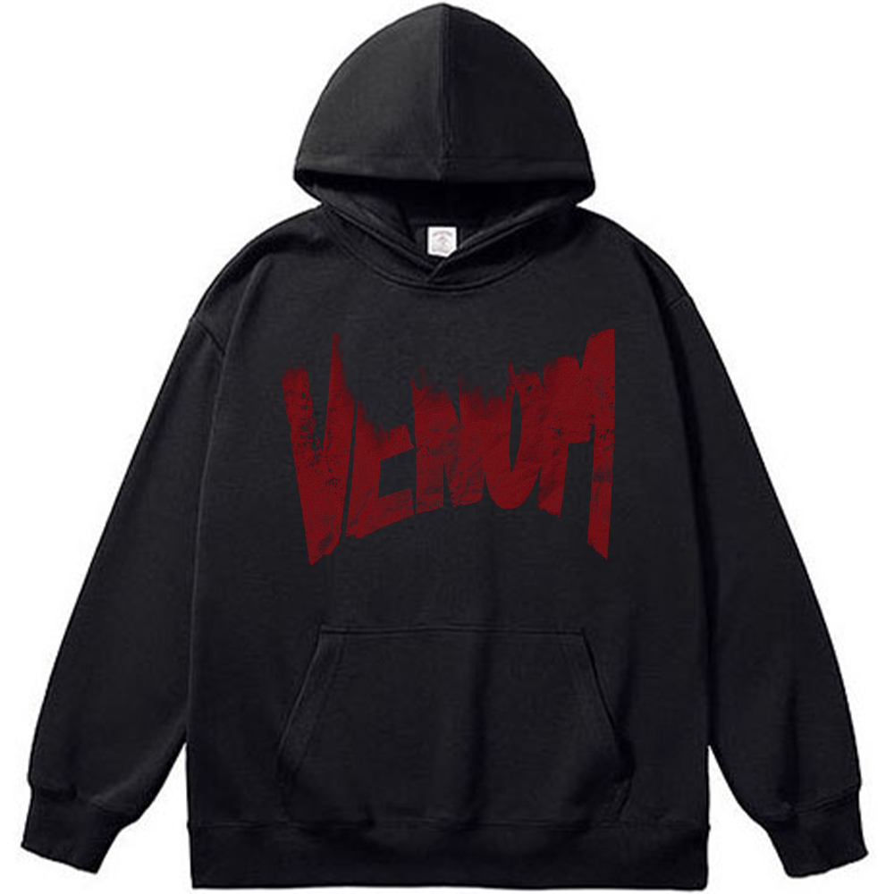 Marvel Venom Red Black Text Overlay Mouth Close-Up Print