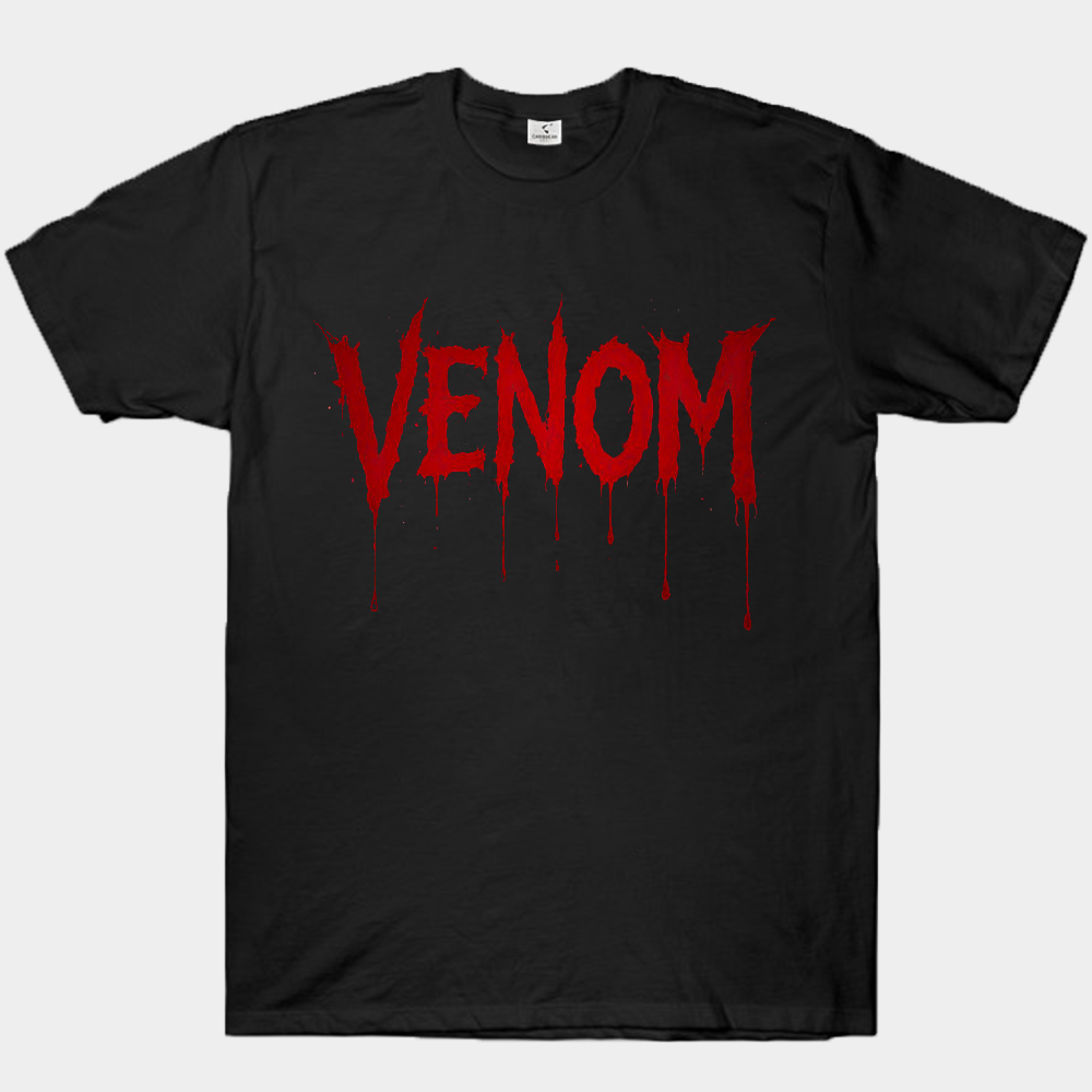 Marvel Venom Red Dripping Effect Text Logo Black Background Print