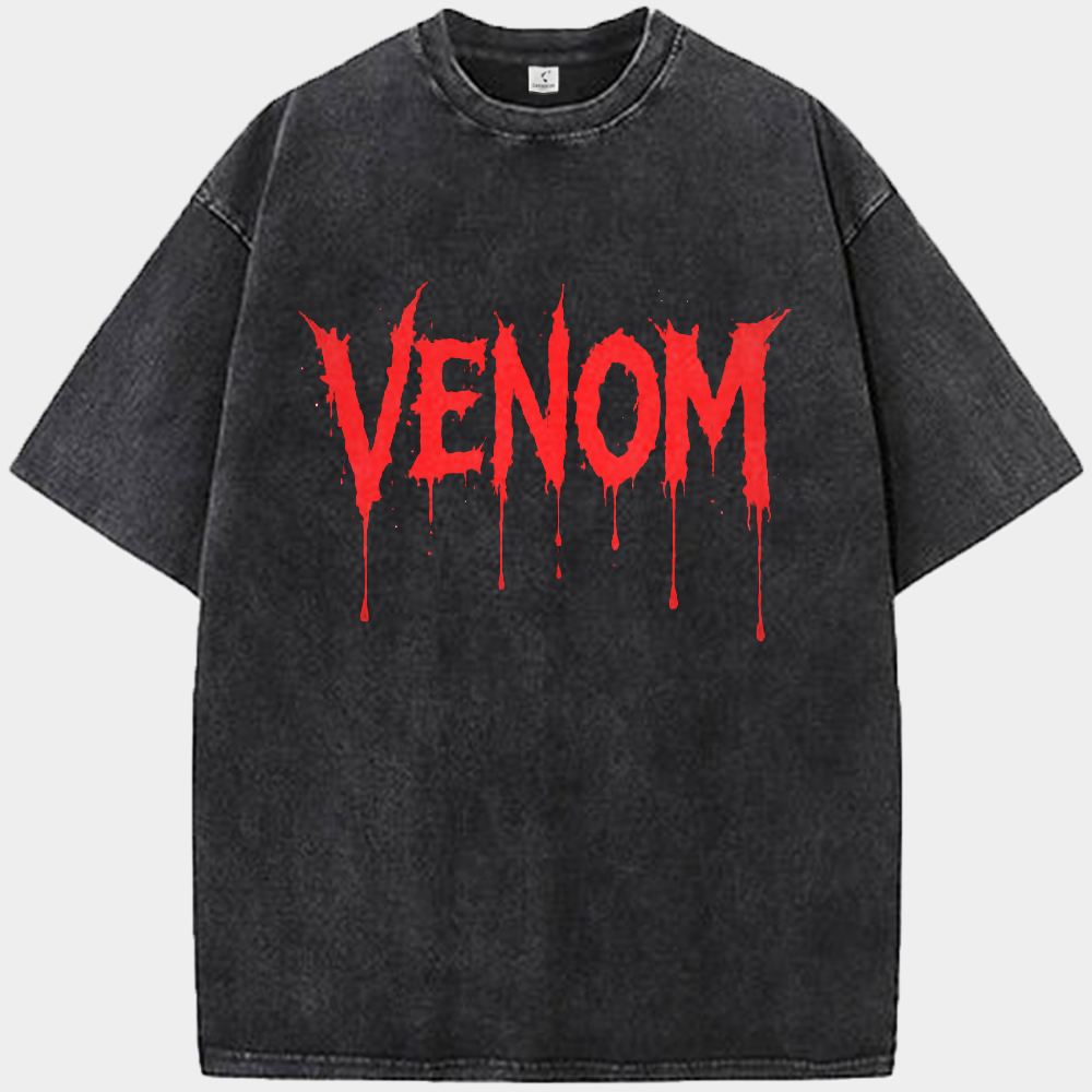 Marvel Venom Red Dripping Effect Text Logo Black Background Print