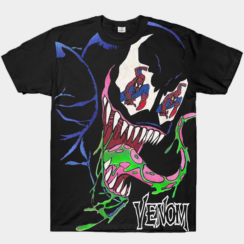 Marvel Venom Retro Comic Style Spider-Man Eye Detail Colorful Venom Print
