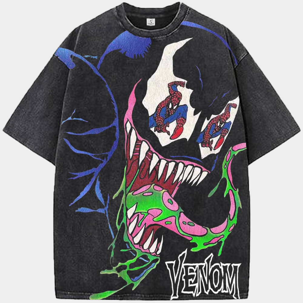 Marvel Venom Retro Comic Style Spider-Man Eye Detail Colorful Venom Print