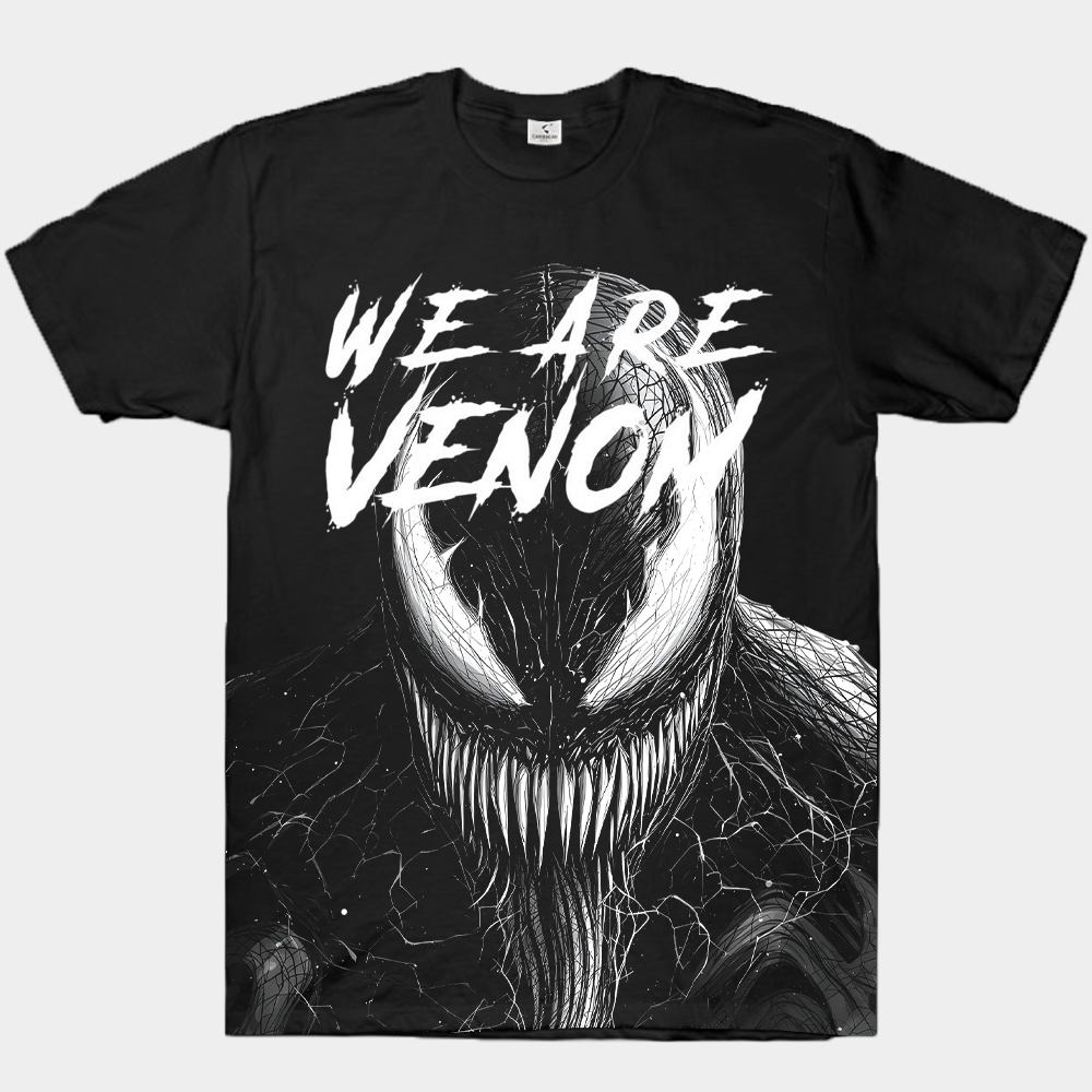 Marvel Venom WE ARE VENOM Black & White Line Art Bust Print