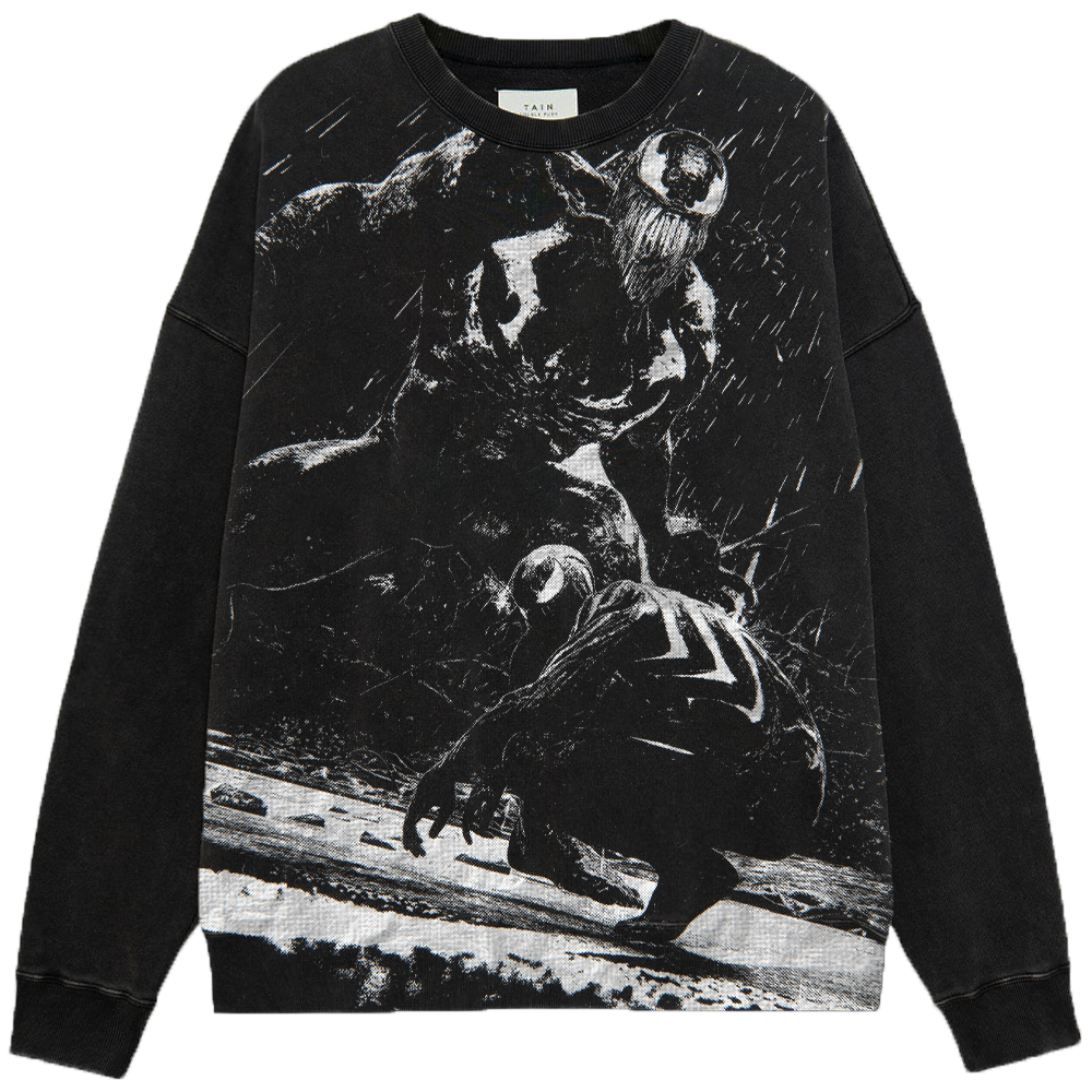 Marvel Venom vs. Spider-Man Rainy B&W Battle Print