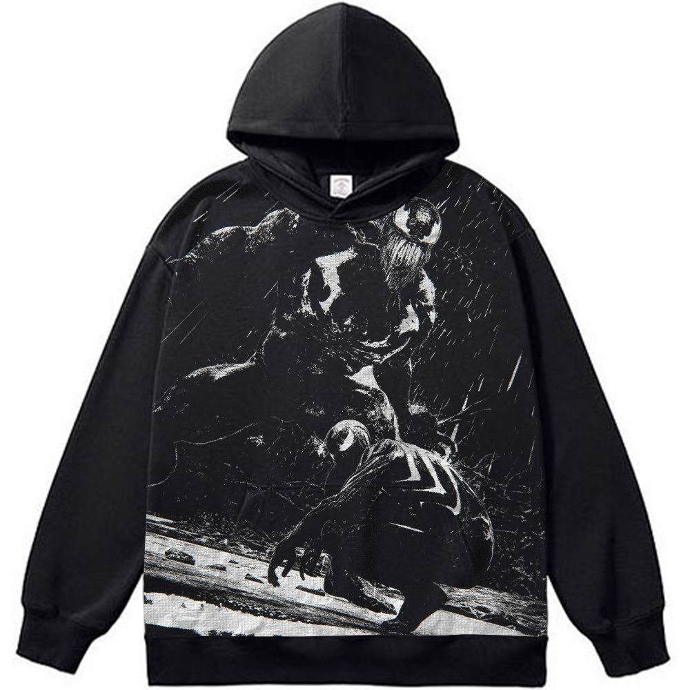 Marvel Venom vs. Spider-Man Rainy B&W Battle Print