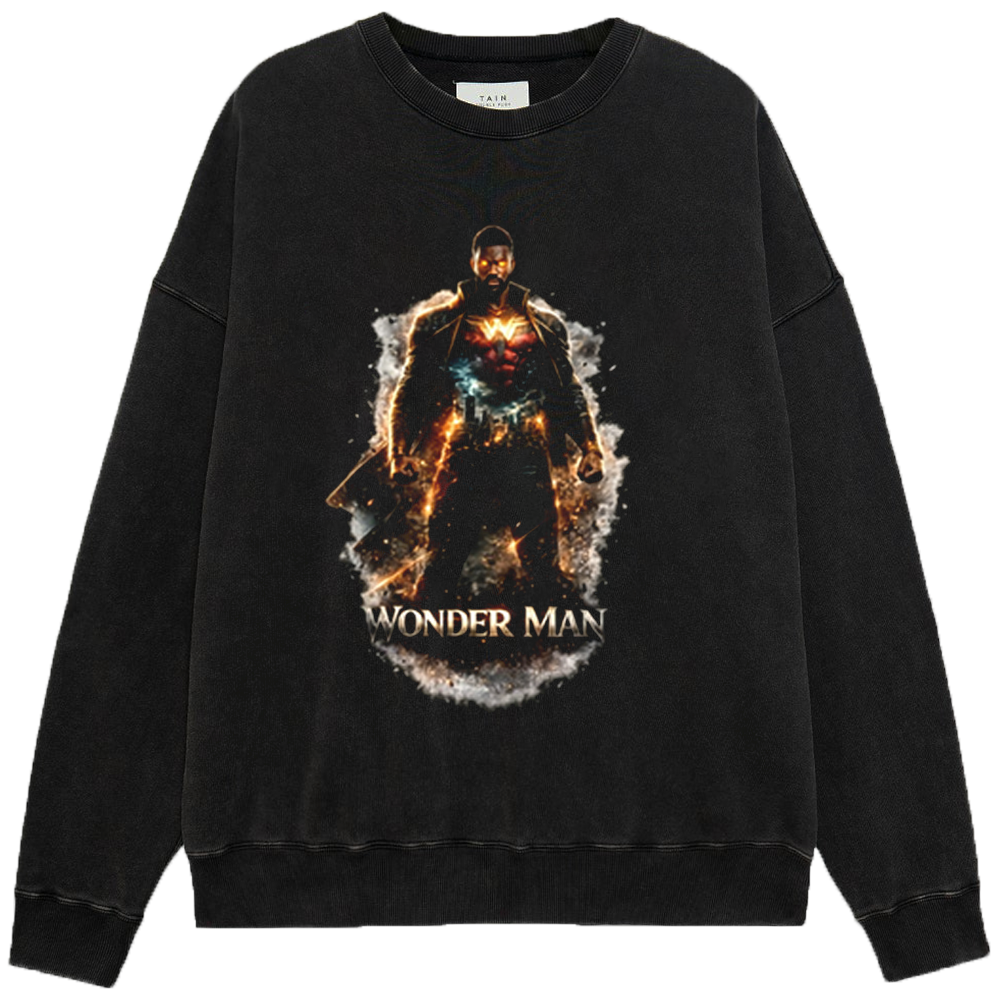 Marvel Wonder Man Armor Style Gold-Red Nebula Effect Standing Pose Print